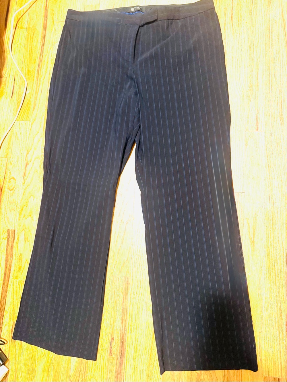Lane Bryant Black and Blue Pinstripe Straight-Leg Pants Women’s